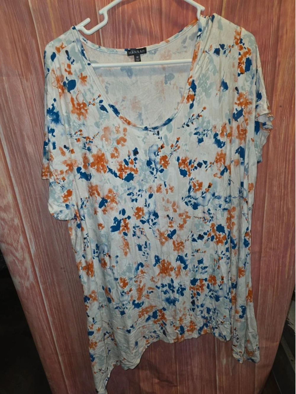 Hannah Plus 3X Floral Print Scoop Neck Soft Knit Tunic Top